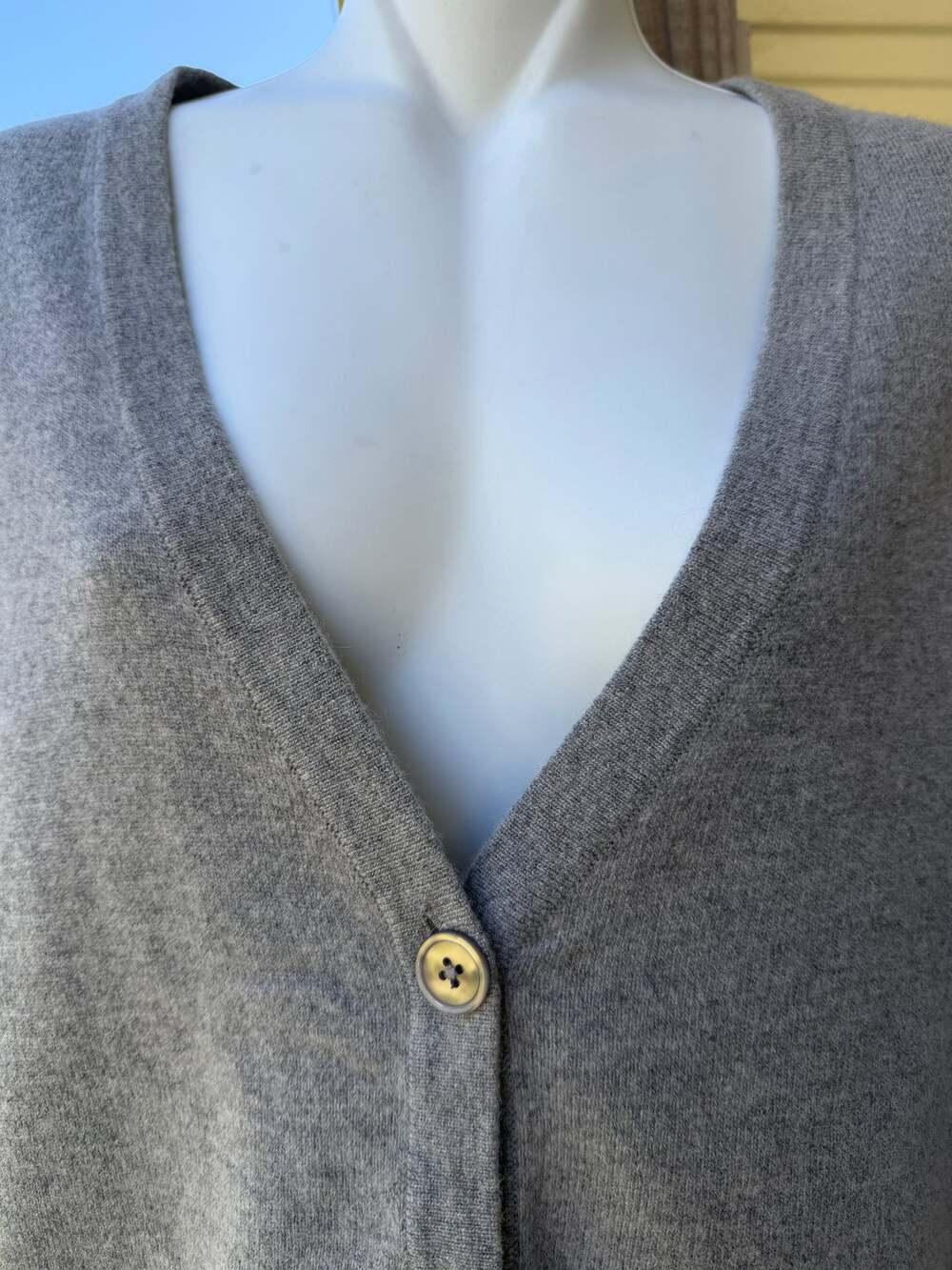 Talbots Petites NWT Angora Lambswool Blend V-Neck Gray Cardigan Sweater L